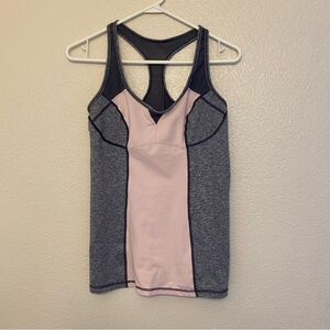 Zella workout tank performance compression top mesh pink gray L
